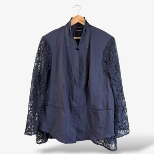 Lane Bryant Blue Lace BRYANT Blazer Size 28 One Button Jacket Office Casual